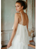 Halter Neck Ivory Embroidered Lace Chiffon Woodland Wedding Dress